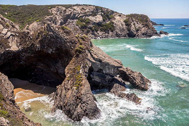 istock Beautiful rock formations at Odeceixe coast, Portugal 610557532