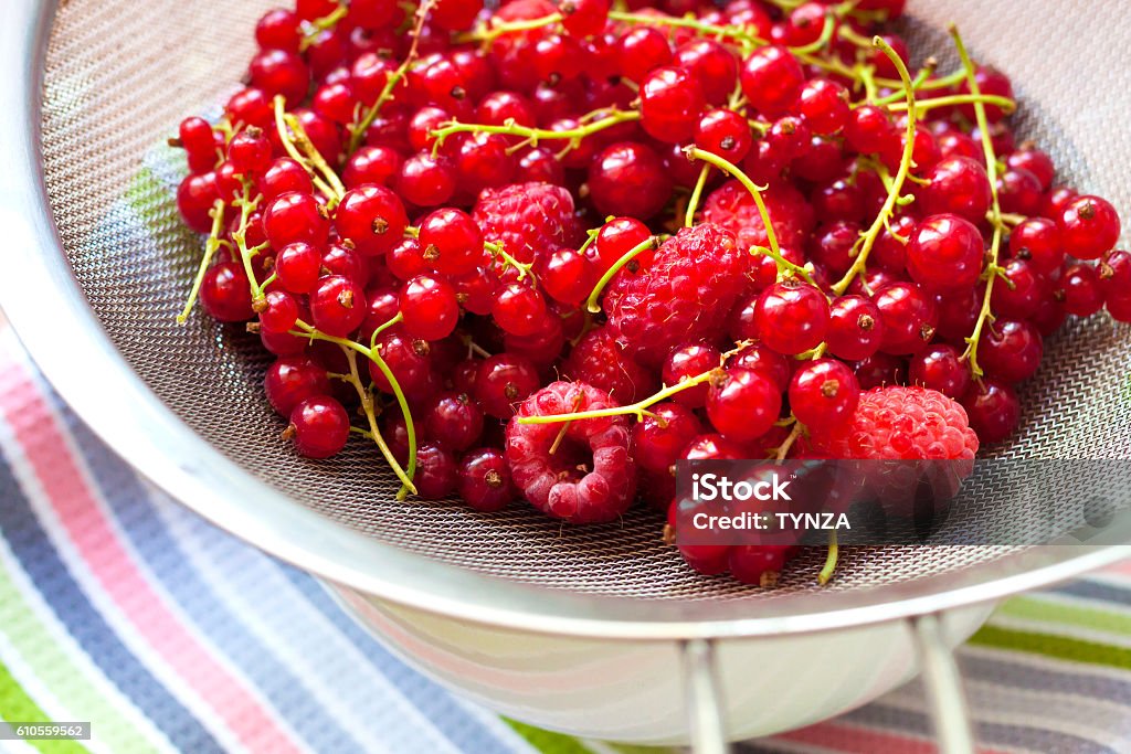 Fresh berries in a sieve Fresh berries in a metal sieve Close-up Stock Photo