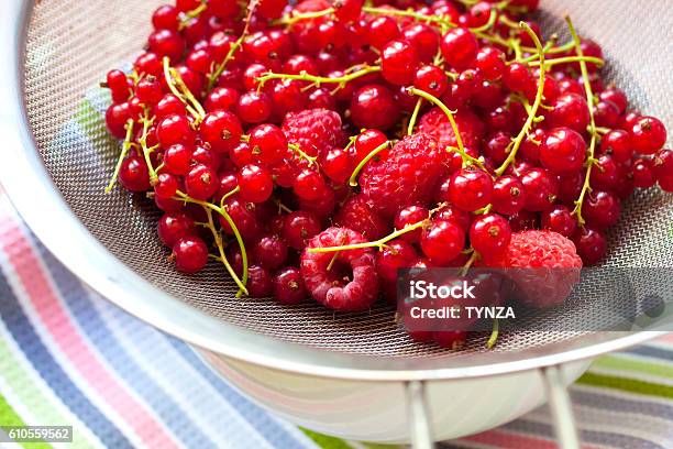 Fresh Berries In A Sieve Stock Photo - Download Image Now - Close-up, Currant, Dieting