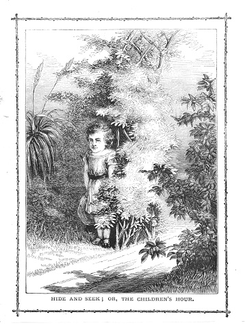 Sketch pad ornate with a romantic illustration of a girl in a garden, from a 1879 magazine.
