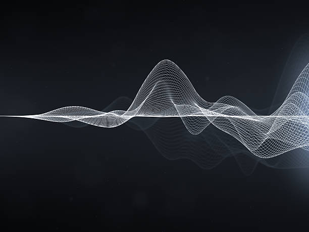 Abstract Wavy Lines White wavy lines on dark gray/black background. sound wave photos stock pictures, royalty-free photos & images
