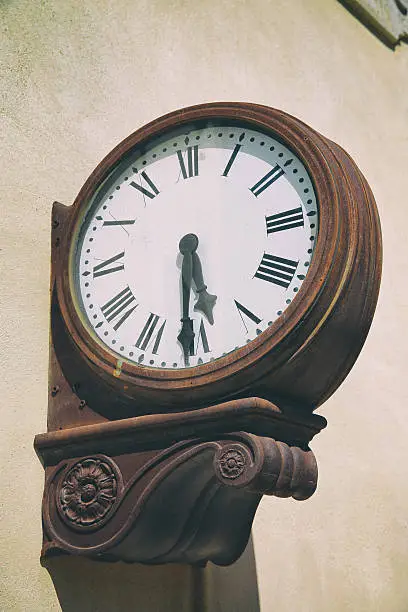 Antique External Clock On Railway Station