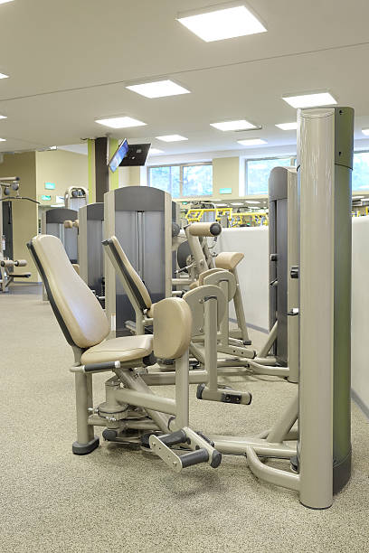 istock fitness hall with sport equipment 610565838