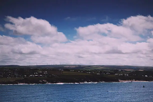 Photo of View from the costal path near Polzeath Vintage Retro Filter.