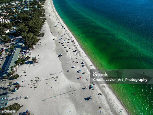 Aerial View Of The Beautiful Beaches In Florida Stock Photo - Download Image Now - Aerial View, Anna Maria Island, Beach