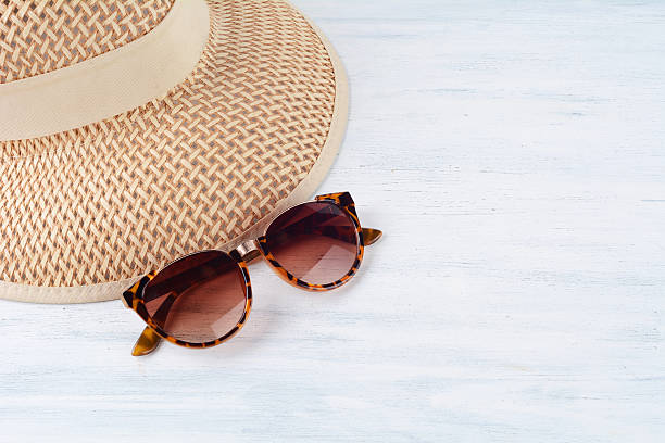istock Sunglasses with a hat. Travel concept. 610575368