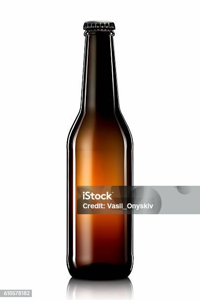 Bottle Of Beer Or Cider Isolated On White Background Stock Photo - Download Image Now