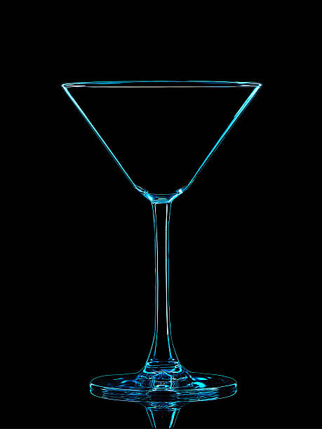 istock Silhouette of blue martini glass with clipping path on black 610578514