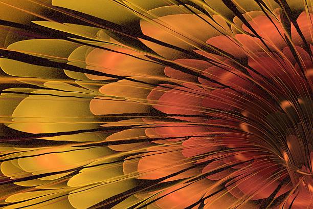 Colorful Fractal flower in shades of orange, yellow, pink and stock photo