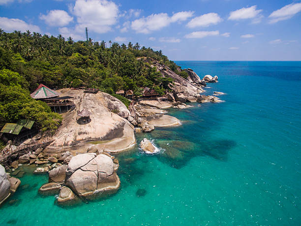 istock Aerial view of stone rock 610579964