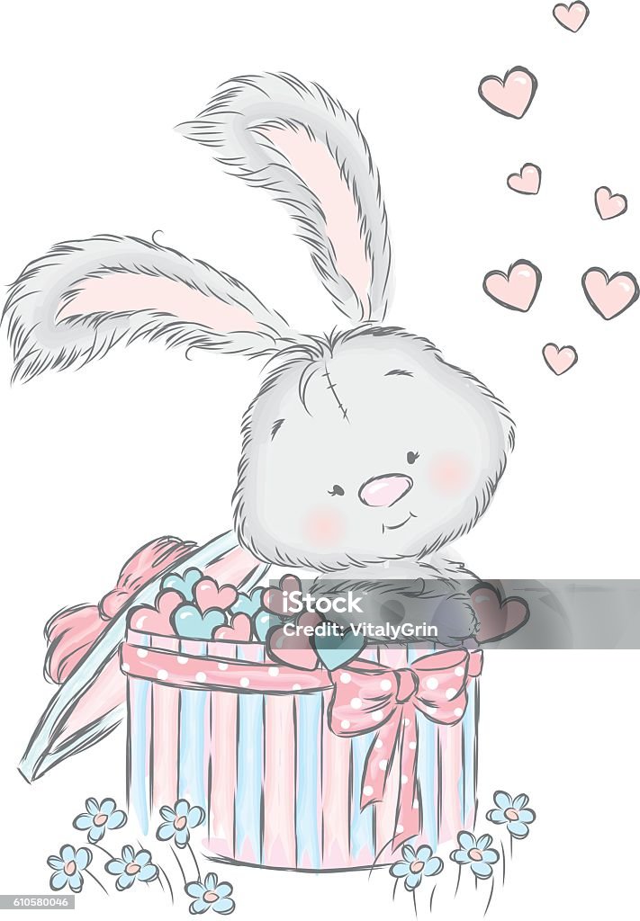 Honey Bunny In A Gift Box Cute Hare In The Vector Stock Illustration -  Download Image Now - iStock