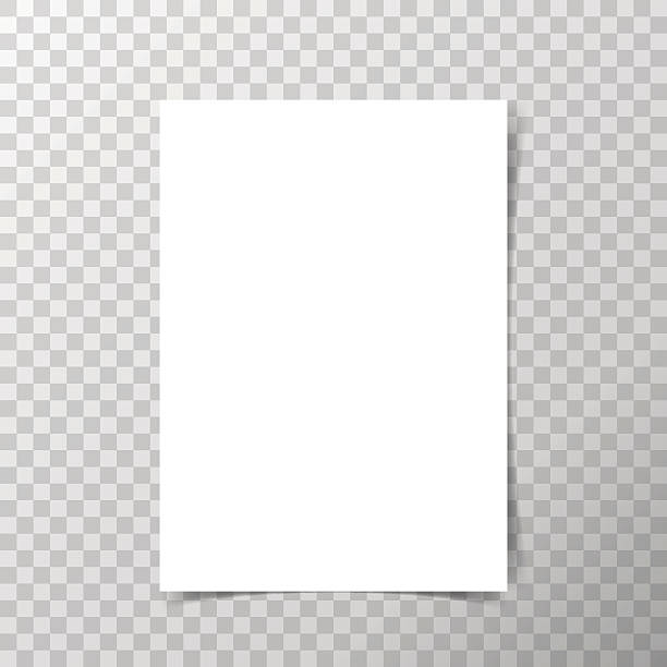 vector a4 format paper with shadows on transparent background. - paper stock illustrations