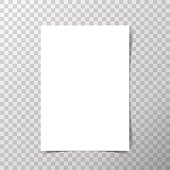istock Vector A4 format paper with shadows on transparent background. 610580068