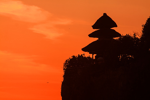 Silhouette at Uluwatu temple, Bali Indonesia