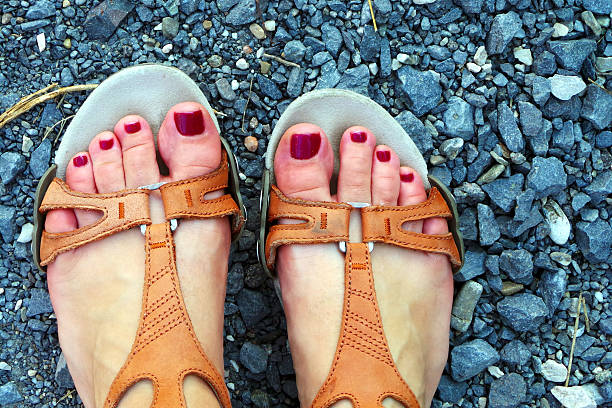 istock Woman's Feet with Red Pedicure 610582776