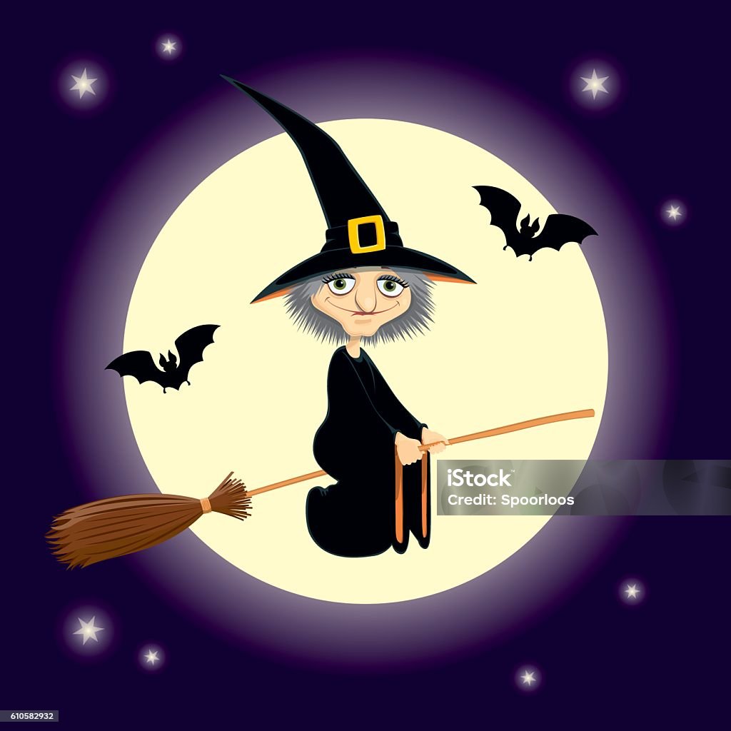 Flying Witch Square Format Stock Illustration - Download Image Now - Adult,  Bat - Animal, Black Color - iStock
