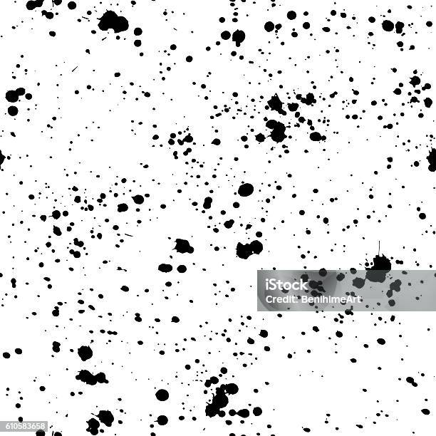 Ink Splashes Seamless Pattern Black And White Spray Texture Stock Illustration - Download Image Now