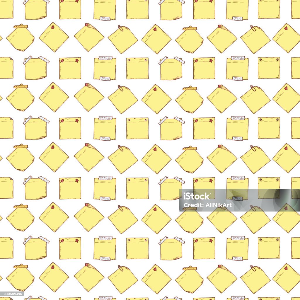 Memo Blanks Sticky Notes Vector Seamless Pattern Stock Illustration ...
