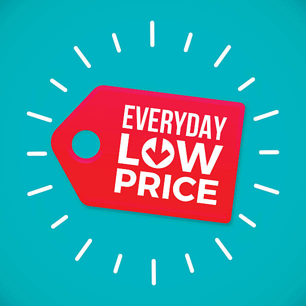 Everyday Low Price Sale Tag Everyday low price sale tag concept. EPS 10 file. Transparency effects used on highlight elements. price tag stock illustrations