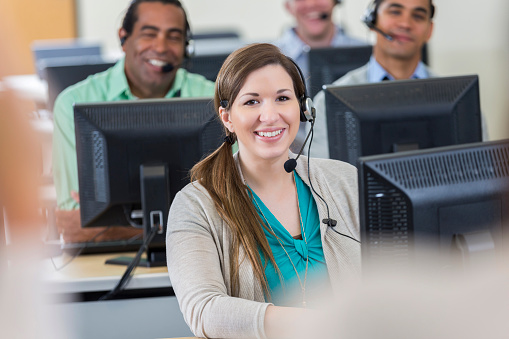 Trainees First Call Call Center Trainee Attends Training Class Stock Photo - Download Image ...