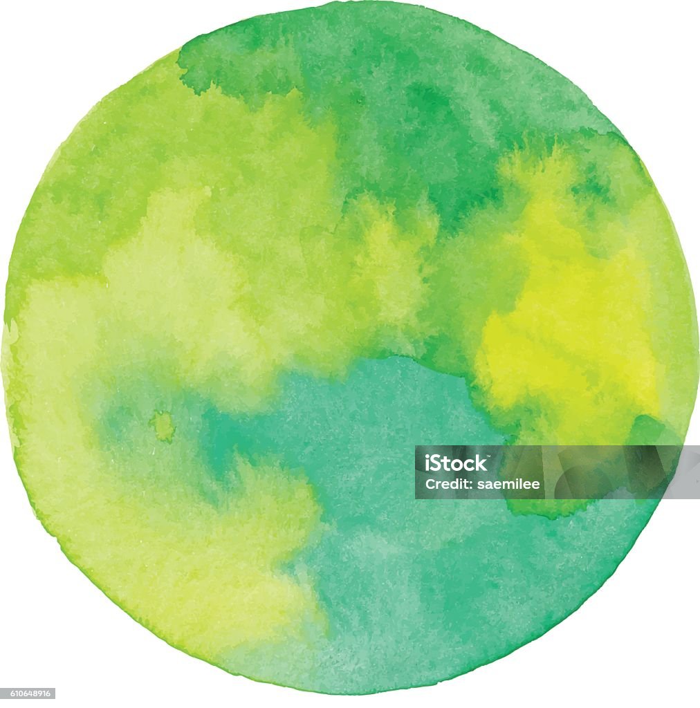 Watercolor Green Circle Vector illustration of green background. Planet - Space stock vector