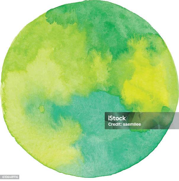 Watercolor Green Circle Stock Illustration - Download Image Now - Planet - Space, Watercolor Painting, Green Color