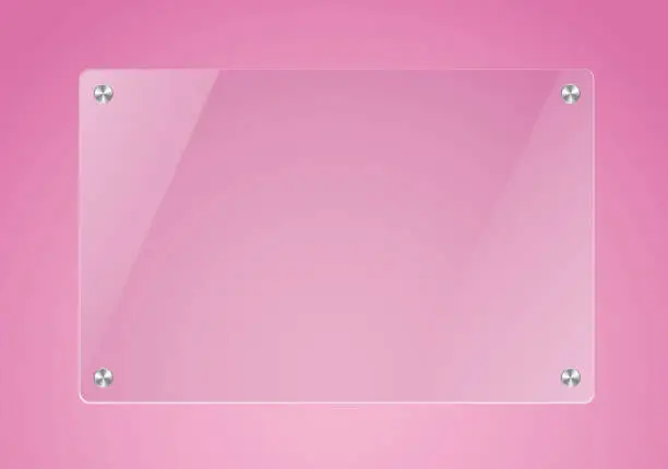 Vector illustration of Glass board in pink backgorund