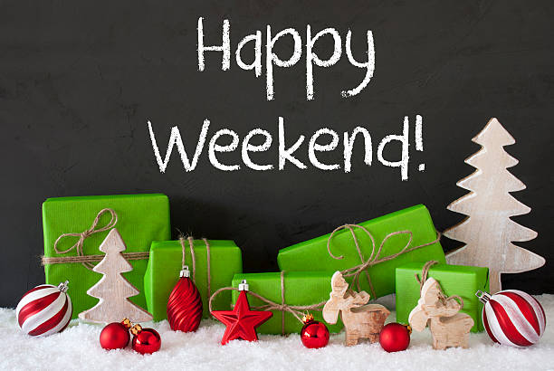 istock Christmas Decoration, Cement, Snow, Text Happy Weekend 610650294