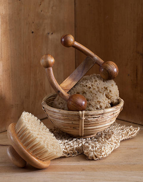 istock hammam, Turkish bath or sauna wooden background for genuine massage 610651496