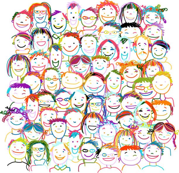 People crowd international, sketch for your design People crowd international, sketch for your design. Vector illustration smiley face drawing stock illustrations