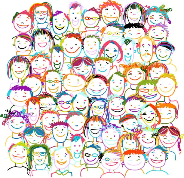 Vector illustration of People crowd international, sketch for your design