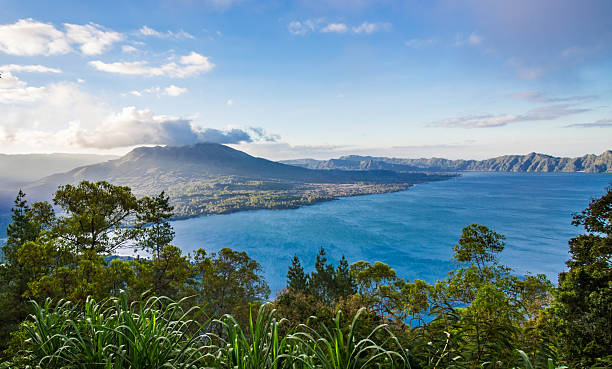 Batur lake stock photo