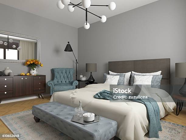 Elegant Bedroom Interior Stock Photo - Download Image Now - Bedroom, Luxury, No People