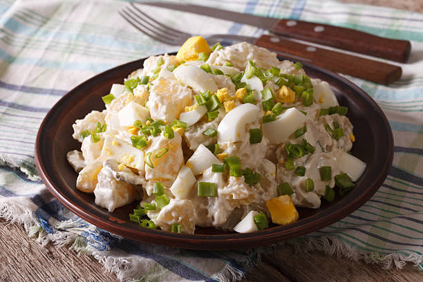 istock Traditional potato salad close-up on a plate. horizontal 610652710