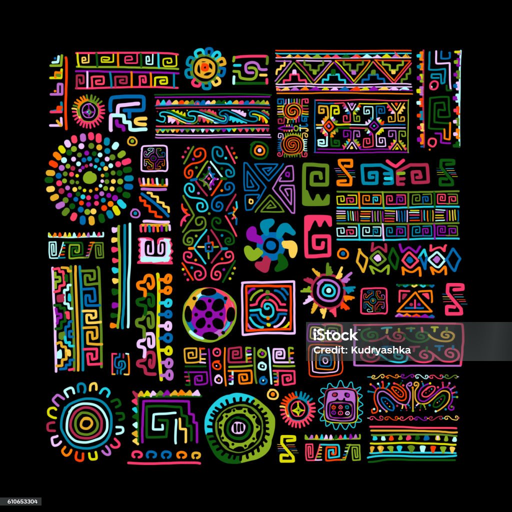 Ethnic handmade colorful ornament for your design Ethnic handmade colorful ornament for your design. Vector illustration Pattern stock vector