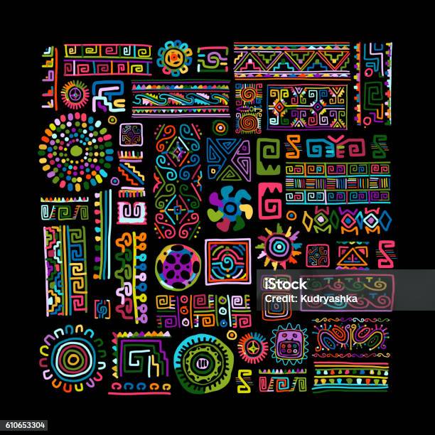 Ethnic Handmade Colorful Ornament For Your Design Stock Illustration - Download Image Now - Pattern, Art, Backgrounds