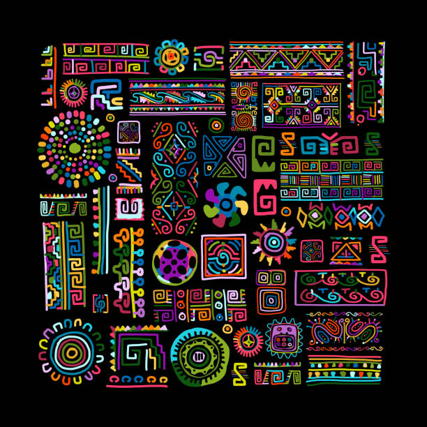 ethnic handmade colorful ornament for your design - 圖畫 藝術品 插圖 幅插畫檔、美工圖案、卡通及圖標
