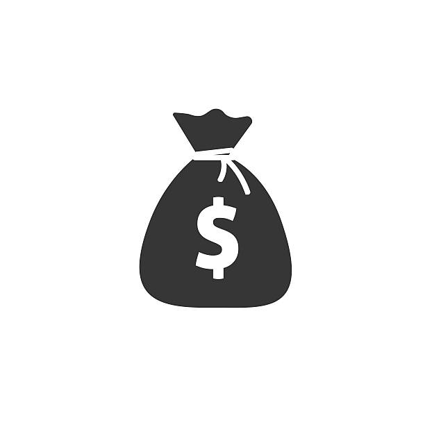 Money bag flat icon vector pictogram isolated Money bag flat icon vector pictogram isolated, black and white sack with dollars, cartoon moneybag money bag stock illustrations