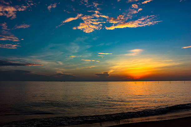 istock Beautiful sunrise from the sea 610656112