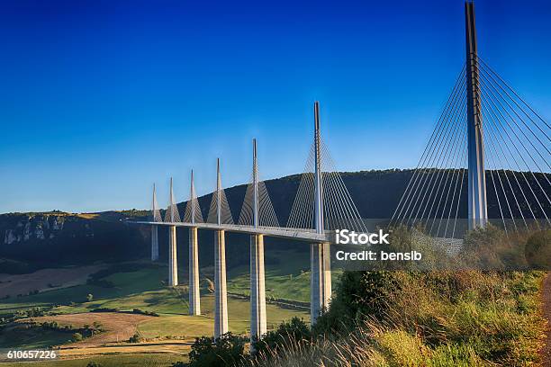 Millau Viaduct Aveyron Deparement France Stock Photo - Download Image Now - Millau, Viaduct, Millau Bridge