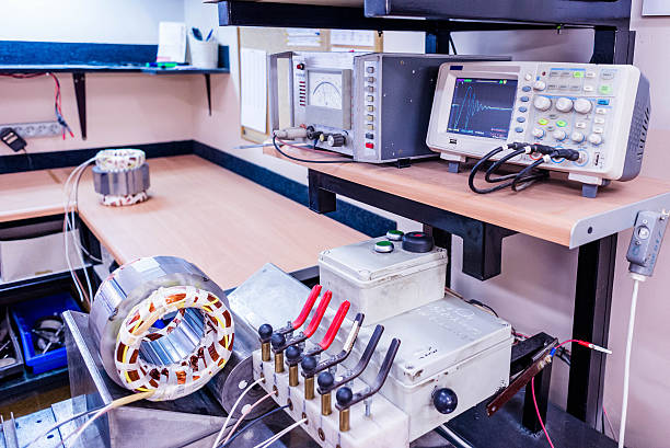 istock Quality test of stator, electric magnetic device for electric motor 610658480