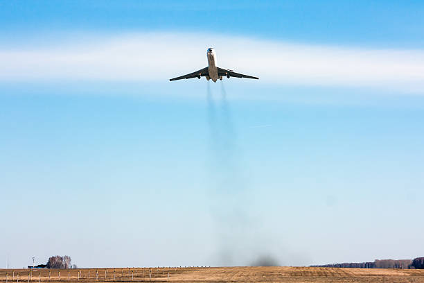 istock Front view of the aircraft taking off 610659438