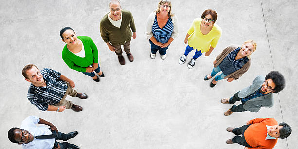 istock Aerial View of Multiethnic People Forming Circle Concept 610659998