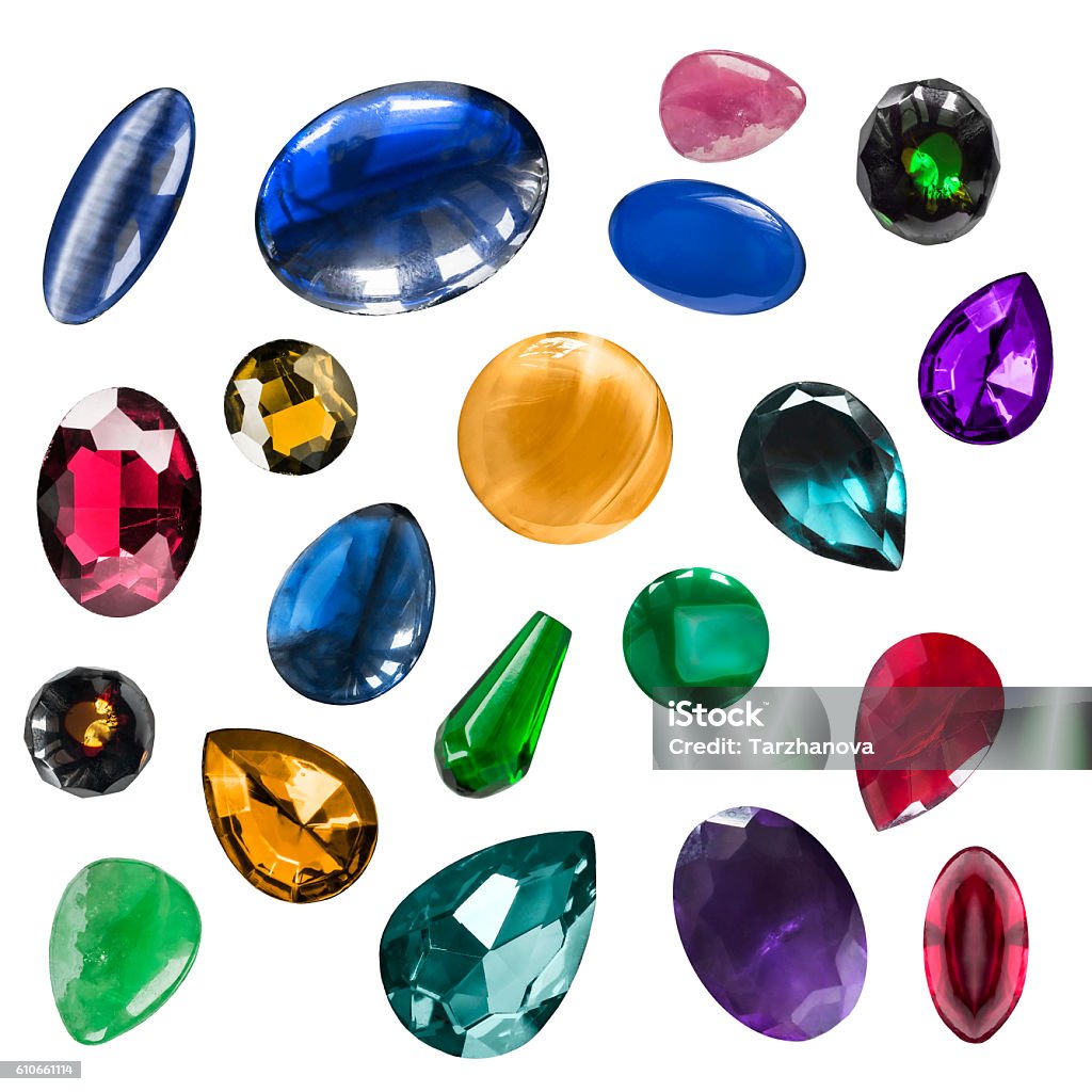Gem Stones Isolated Stock Photo - Download Image Now - Amber, Amethyst,  Blue - iStock