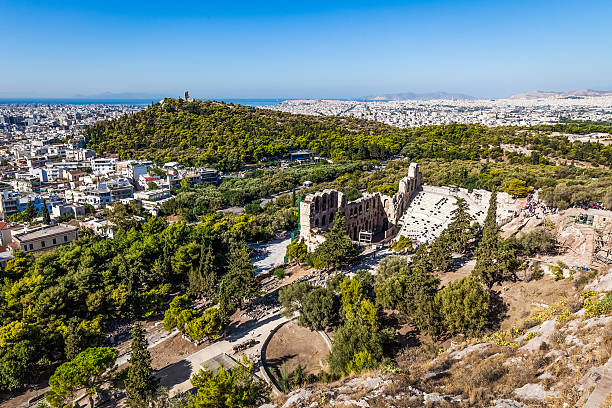 istock Athens, Greece, Filopappos Hill and  Odeon theatre view from Acropolis 610661274