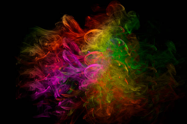 istock Launched colorful powder, on black background.Soft focus 610664192