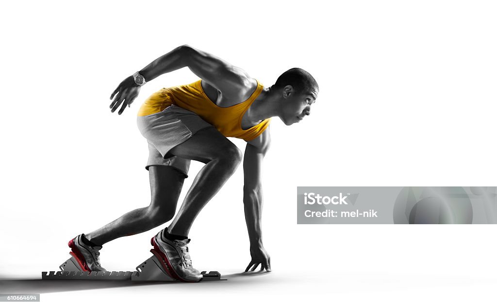 Isolated Athlete runner Sport. Isolated Athlete runner. Silhouette Running Stock Photo