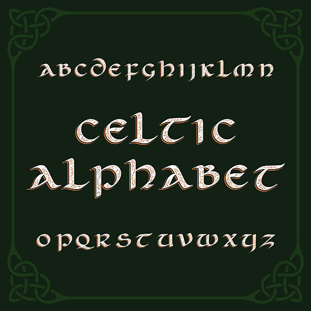 keltische alphabetschrift - irish culture stock-grafiken, -clipart, -cartoons und -symbole