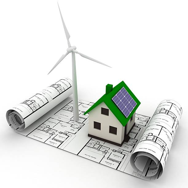 istock Smart house automation wind turbine solar energy concept 610666758