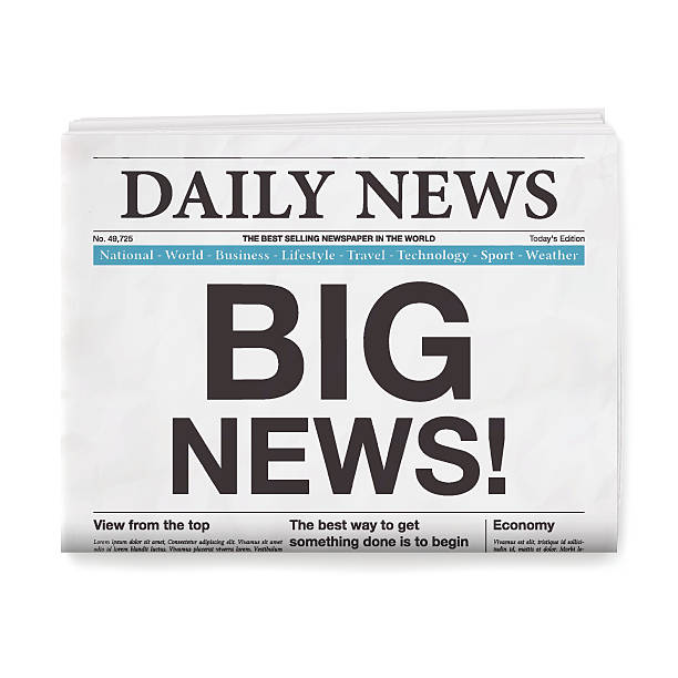BIG NEWS! Headline. Newspaper isolated on White Background Newspaper headline : "BIG NEWS!". Realistic newspaper isolated on blank background. large stock illustrations
